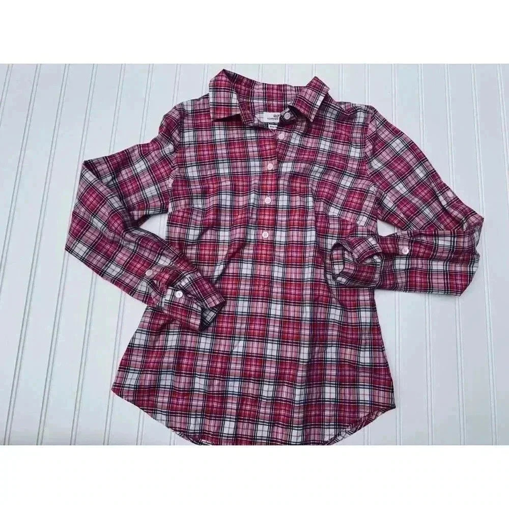 Vineyard Vines Pink Plaid Cotton Cashmere 1/2 Button Popover L/S Shirt 00. 1099